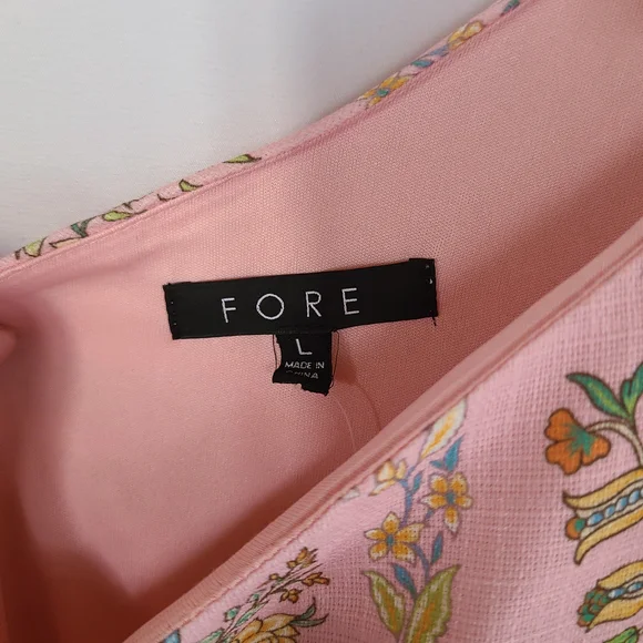 FORE One Shoulder Floral Maxi Dress Pink Bow Accent Size L Spring/Summer - Picture 3 of 8